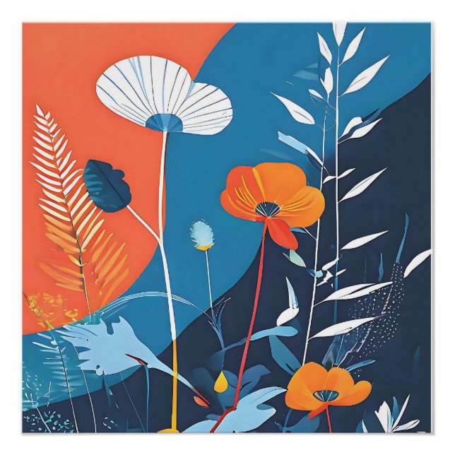 Abstract Vivid Blooms Poster (Front)