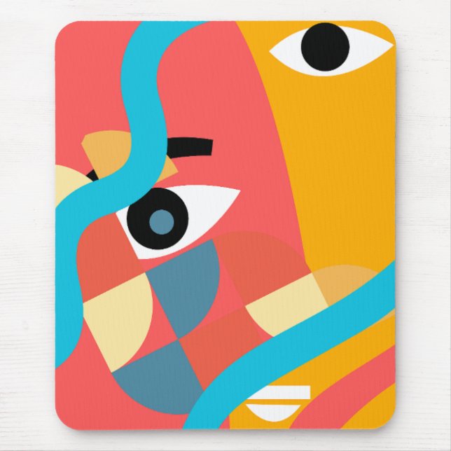 Abstract Vivid Face Art  Mouse Mat (Front)