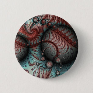 Abstract Vivid Fantasy Fractal Art Brown Blue 6 Cm Round Badge