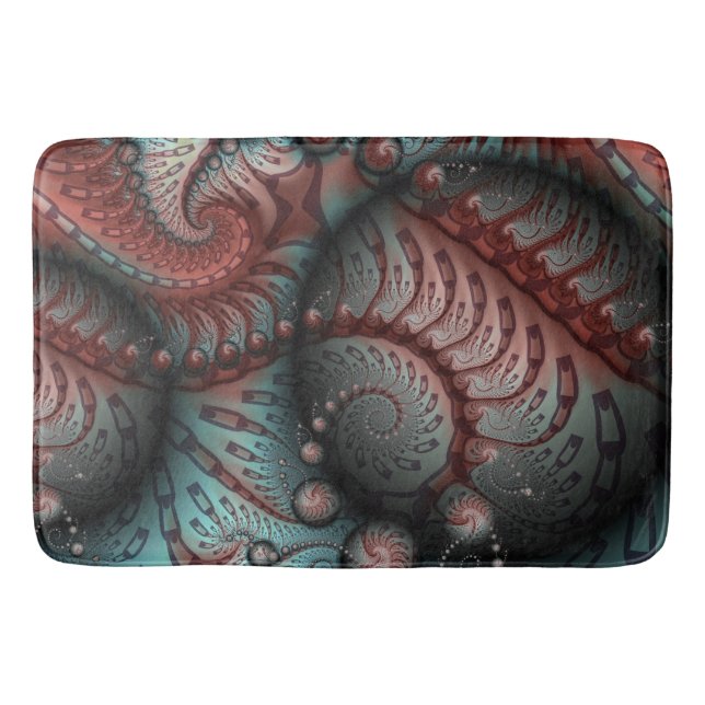 Abstract Vivid Fantasy Fractal Art Brown Blue Bath Mat (Front)