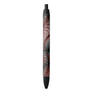 Abstract Vivid Fantasy Fractal Art Brown Blue Black Ink Pen