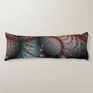 Abstract Vivid Fantasy Fractal Art Brown Blue Body Cushion