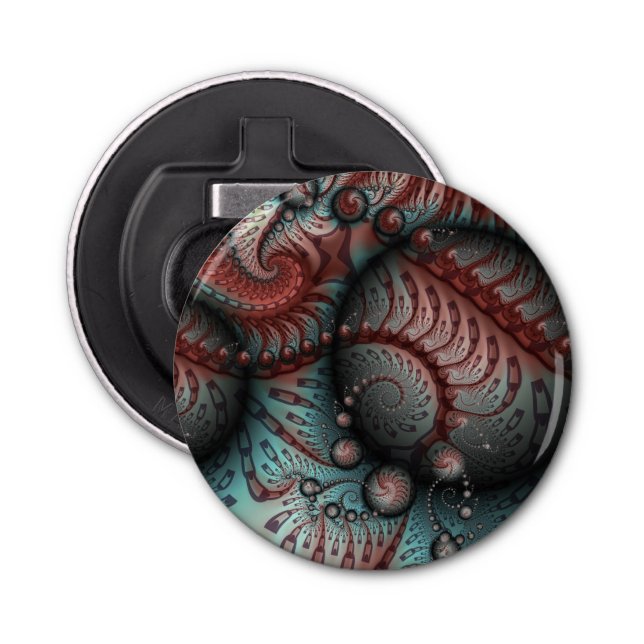 Abstract Vivid Fantasy Fractal Art Brown Blue Bottle Opener (Front)