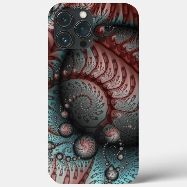 Abstract Vivid Fantasy Fractal Art Brown Blue Case-Mate iPhone Case (Back)