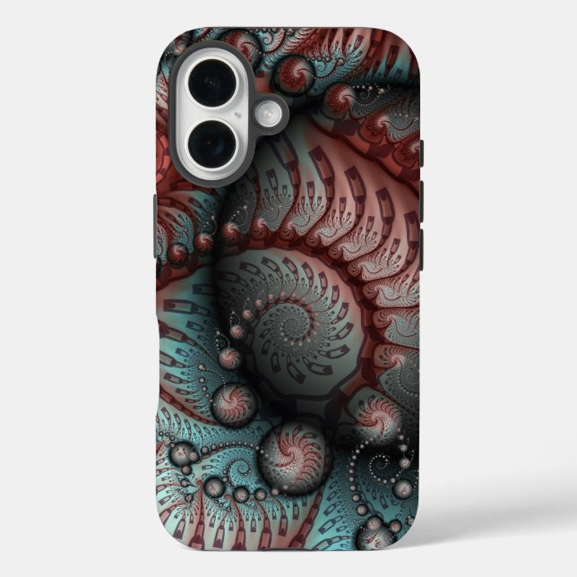 Abstract Vivid Fantasy Fractal Art Brown Blue Case-Mate iPhone Case (Back)