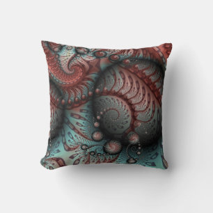 Abstract Vivid Fantasy Fractal Art Brown Blue Cushion