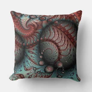 Abstract Vivid Fantasy Fractal Art Brown Blue Cushion