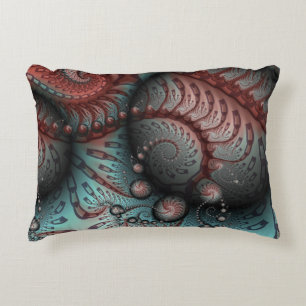 Abstract Vivid Fantasy Fractal Art Brown Blue Decorative Cushion
