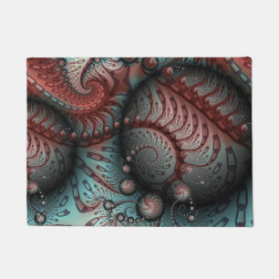 Abstract Vivid Fantasy Fractal Art Brown Blue Doormat