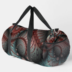 Abstract Vivid Fantasy Fractal Art Brown Blue Duffle Bag