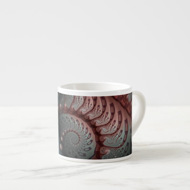 Abstract Vivid Fantasy Fractal Art Brown Blue Espresso Cup (Front Right)