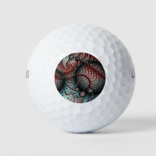 Abstract Vivid Fantasy Fractal Art Brown Blue Golf Balls