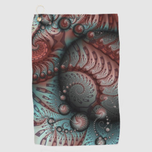Abstract Vivid Fantasy Fractal Art Brown Blue Golf Towel