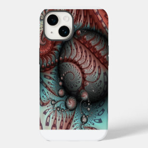 Abstract Vivid Fantasy Fractal Art Brown Blue iPhone 14 Case