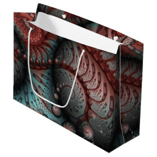 Abstract Vivid Fantasy Fractal Art Brown Blue Large Gift Bag