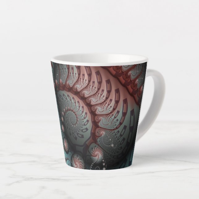 Abstract Vivid Fantasy Fractal Art Brown Blue Latte Mug (Right Angle)