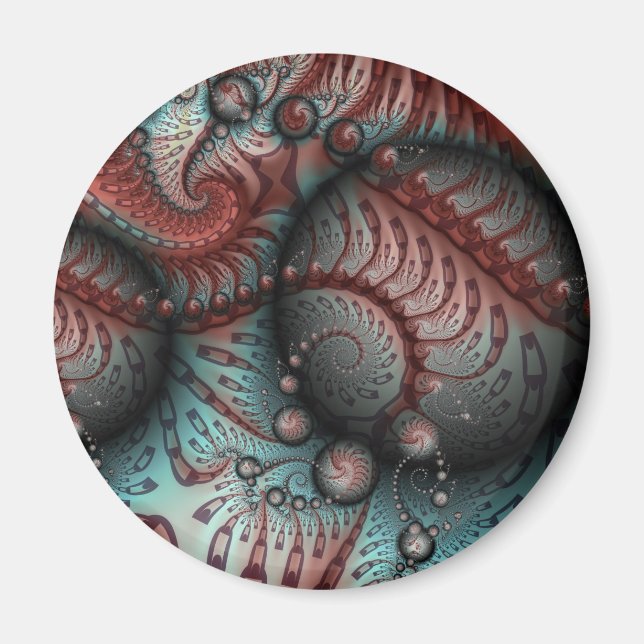 Abstract Vivid Fantasy Fractal Art Brown Blue Magnet (Front)