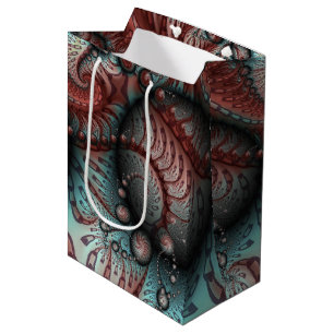 Abstract Vivid Fantasy Fractal Art Brown Blue Medium Gift Bag