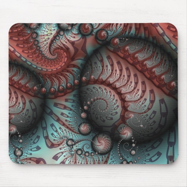 Abstract Vivid Fantasy Fractal Art Brown Blue Mouse Mat (Front)