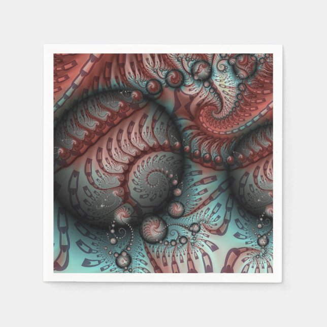 Abstract Vivid Fantasy Fractal Art Brown Blue Napkin (Front)