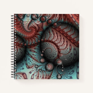 Abstract Vivid Fantasy Fractal Art Brown Blue Notebook