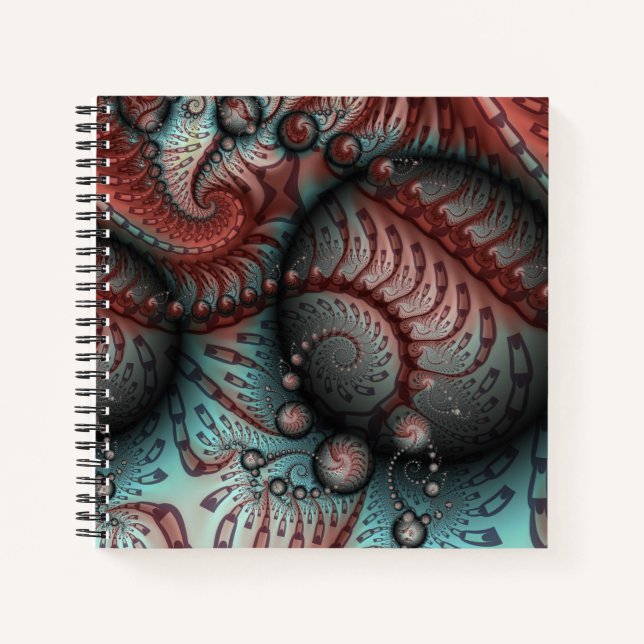 Abstract Vivid Fantasy Fractal Art Brown Blue Notebook (Front)