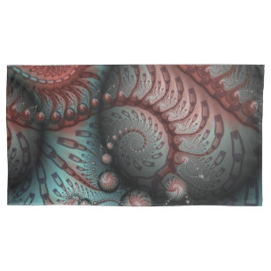 Abstract Vivid Fantasy Fractal Art Brown Blue Pillowcase