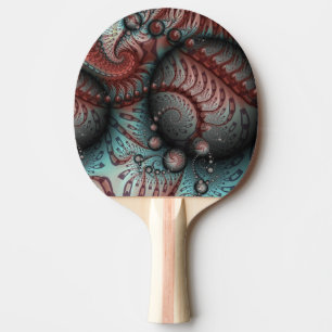 Abstract Vivid Fantasy Fractal Art Brown Blue Ping Pong Paddle