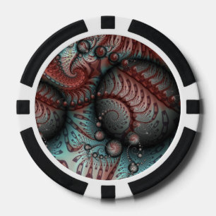 Abstract Vivid Fantasy Fractal Art Brown Blue Poker Chips