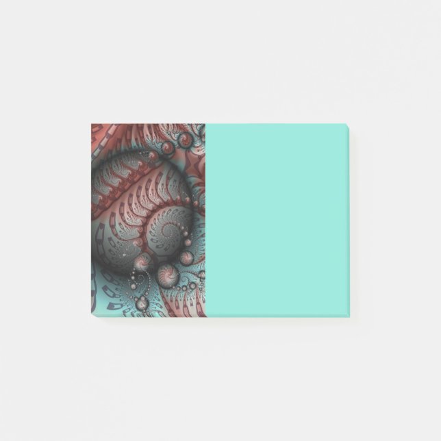 Abstract Vivid Fantasy Fractal Art Brown Blue Post-it Notes (Front)