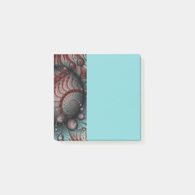 Abstract Vivid Fantasy Fractal Art Brown Blue Post-it Notes (Front)