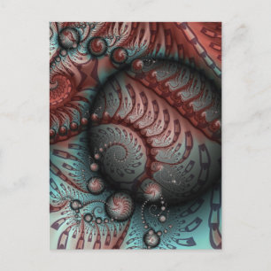 Abstract Vivid Fantasy Fractal Art Brown Blue Postcard
