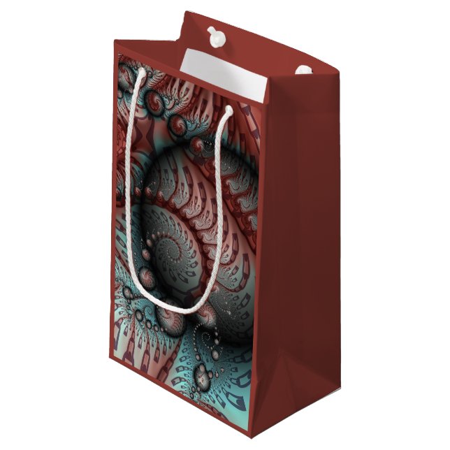 Abstract Vivid Fantasy Fractal Art Brown Blue Small Gift Bag (Front Angled)