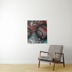 Abstract Vivid Fantasy Fractal Art Brown Blue Tapestry