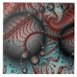 Abstract Vivid Fantasy Fractal Art Brown Blue Tile