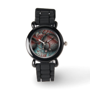 Abstract Vivid Fantasy Fractal Art Brown Blue Watch