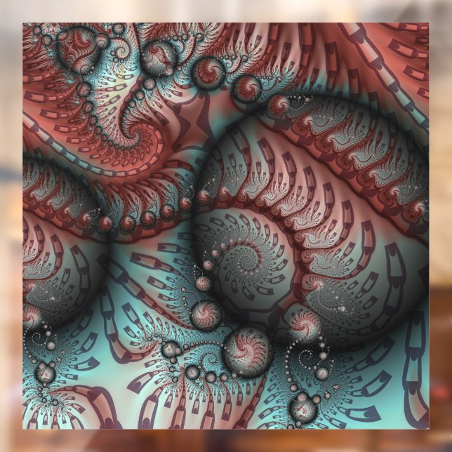 Abstract Vivid Fantasy Fractal Art Brown Blue Window Cling (Sheet 2)