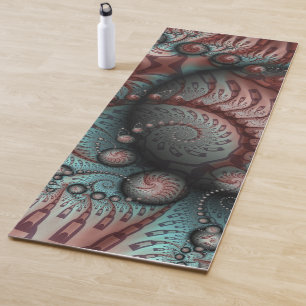 Abstract Vivid Fantasy Fractal Art Brown Blue Yoga Mat