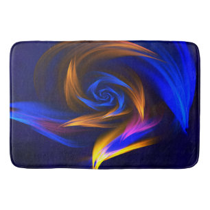 Abstract Vortex Shape Blue Orange Bath Mat