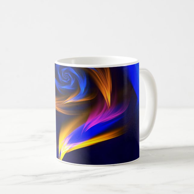 Abstract Vortex Shape Blue Orange Coffee Mug (Front Right)