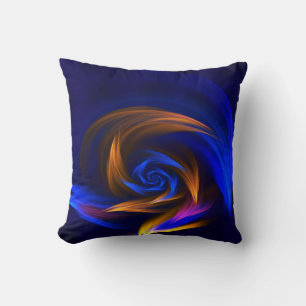 Abstract Vortex Shape Blue Orange Cushion