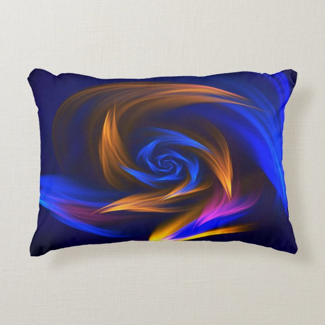 Abstract Vortex Shape Blue Orange Decorative Cushion (Front)