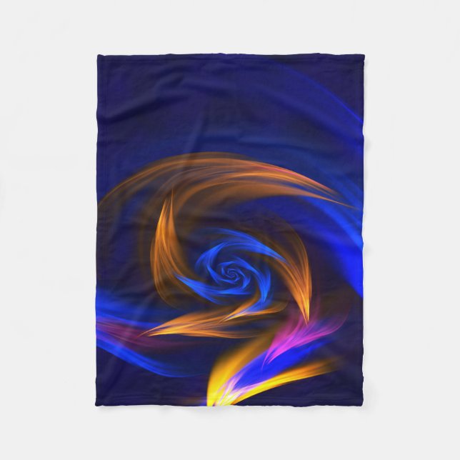 Abstract Vortex Shape Blue Orange Fleece Blanket (Front)