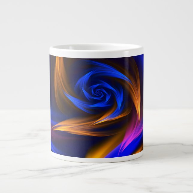 Abstract Vortex Shape Blue Orange Large Coffee Mug (Front)