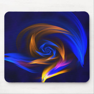 Abstract Vortex Shape Blue Orange Mouse Mat