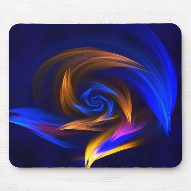 Abstract Vortex Shape Blue Orange Mouse Mat (Front)