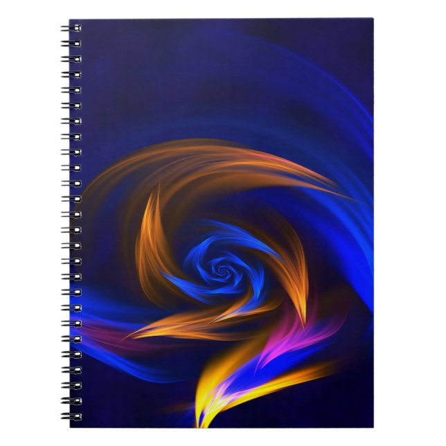 Abstract Vortex Shape Blue Orange Notebook (Front)