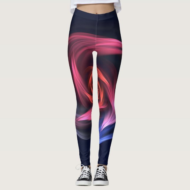 Abstract Vortex Shape Red And Blue Leggings (Front)