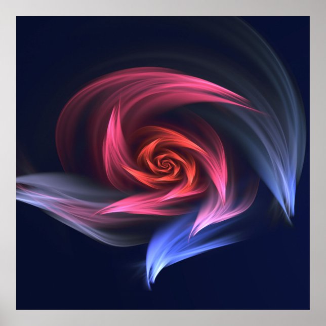 Abstract Vortex Shape Red And Blue Poster (Front)