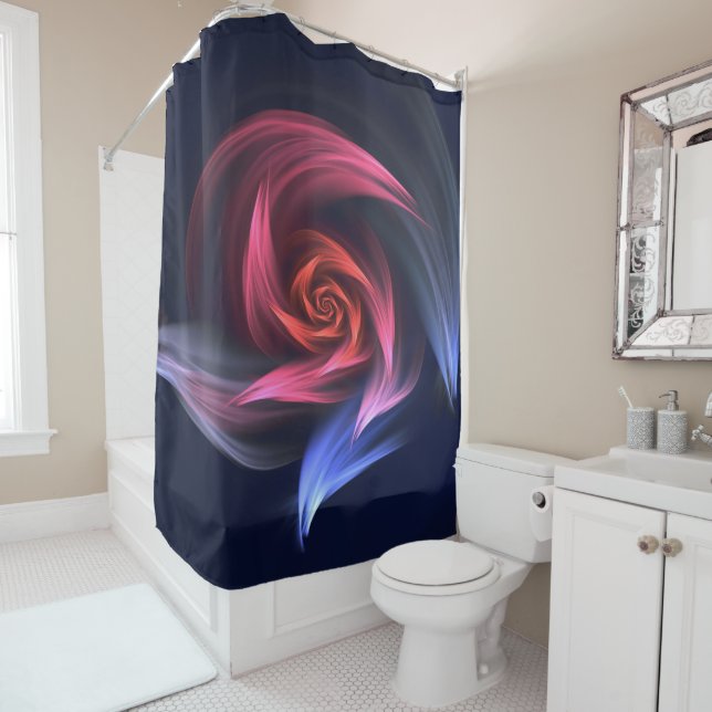 Abstract Vortex Shape Red And Blue Shower Curtain (In Situ)